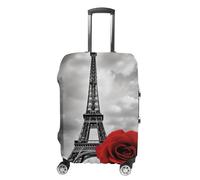 RLDOBOFE Eiffel Tower Red Rose Travel Luggage Cover Anti Scratch Suitcase Protector Washable Elastic Baggage Cover, white, Small, Stylish