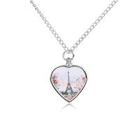 RLDOBOFE Eiffel Tower with Flowers Pet Cremation Necklaces for Ashes Personalized Pet Ashes Jewelry Heart Shaped Urn Pendant Custom Memorial Funeral Keepsake for Loss Dogs Cats