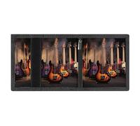 RLDOBOFE Electric Guitar Trifold Wallet Minimalist Mens Wallet with Key Hook 8 Card Slots Modern Stylish Polyester Security Wallets Fashion Slim Credit Card Holder Id Window