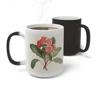 RLDOBOFE Elegant Red Flower Ceramic Color Changing Mug Heat Transforming Activated Mug 11 Oz Heat Changing Sensitive Tea Cup Magic Novelty Coffee Cup Drinkware Home Kitchen Gift