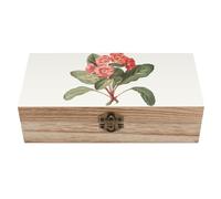 RLDOBOFE Elegant Red Flower Wooden Keepsake Box with Lids Wood Storage Box with A Hinged Lid Decorative Boxes Table Large Rectangular Organizer Container for Jewelry Photos Craft