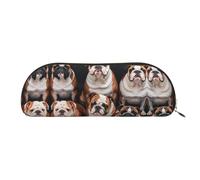 RLDOBOFE English Bulldogs Pencil Pouch Leather,Small Pen Bags With Zipper For Pencils,Pens,Markers,Makeups,Change,Coins