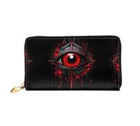 RLDOBOFE Eye of Hell Leather Wallet for Women Long Coin Purse Ultra Slim Credit Cards Holder Bifold Clutch