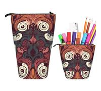 RLDOBOFE Fantastic swirl pattern print Pencil Bag Stand-Up Retractable Pencil box Organizer Pen Holder Storage Bag Cosmetic Bag For Office Holiday Gift, Black, One Size