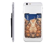 RLDOBOFE Fantasy Bunny Style Phone Wallet, Stick On Card Holder for Back of Phone Case - Leather Cell Phone Card Wallet Sleeve Adhesive Phone Pocket - Compatible with Most Cell Phones