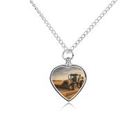 RLDOBOFE Farm Tractor Harvest Pet Cremation Necklaces for Ashes Personalized Pet Ashes Jewelry Heart Shaped Urn Pendant Custom Memorial Funeral Keepsake for Loss Dogs Cats