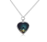 RLDOBOFE Fireflies And Lantern Pet Urn Necklaces for Ashes, Heart-Shaped Pendant for Cat Lover, Custom Dog Cremation Keepsake Jewelry, Picture Necklace Personalized for Loss of Dog