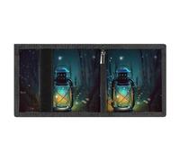 RLDOBOFE Fireflies And Lantern Trifold Wallet Minimalist Mens Wallet with Key Hook 8 Card Slots Modern Stylish Polyester Security Wallets Fashion Slim Credit Card Holder Id Window