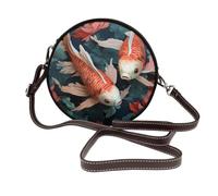 RLDOBOFE Fish and Flower Shoulder Bag for Women PU Leather Purses Retro Clutch Handbags with Zipper & Removable Strap for Daily Use, Phone Wallet, Trendy Ladies Crossbody Bag