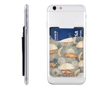 RLDOBOFE Fish Phone Wallet, Stick On Card Holder for Back of Phone Case - Leather Cell Phone Card Wallet Sleeve Adhesive Phone Pocket - Compatible with Most Cell Phones