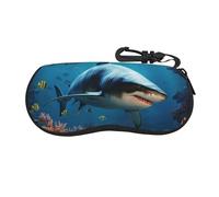 RLDOBOFE Fish Sharks Coral Sunglasses Case, Hard EVA Shell Shockproof Sport Glasses Case with Carabiner Ultra Light Zipper Eyeglasses Holder Travel Glasses Storage Case for Men Women Outdoor