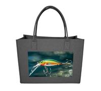 RLDOBOFE Fishing Lure Style Felt Tote Bag Reusable Foldable Grocery Bag Versatile Large Capacity Commuter Handbag, Dark Gray, One Size