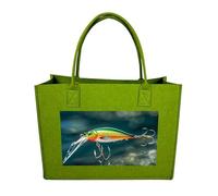 RLDOBOFE Fishing Lure Style Felt Tote Bag Reusable Foldable Grocery Bag Versatile Large Capacity Commuter Handbag, Light Green, One Size