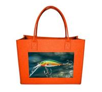 RLDOBOFE Fishing Lure Style Felt Tote Bag Reusable Foldable Grocery Bag Versatile Large Capacity Commuter Handbag, Fruit Orange, One Size