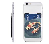 RLDOBOFE Flat Koi Fish Phone Wallet, Stick On Card Holder for Back of Phone Case - Leather Cell Phone Card Wallet Sleeve Adhesive Phone Pocket - Compatible with Most Cell Phones