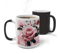 RLDOBOFE Floral Ceramic Color Changing Mug Heat Transforming Activated Mug 11 Oz Heat Changing Sensitive Tea Cup Magic Novelty Coffee Cup Drinkware Home Kitchen Gift