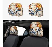 RLDOBOFE Flower Bicycle Car Headrest Cover 2 PCS, Funny Auto Front Seat Head Rest Protector, Universal Car Headrest Protector Elastic, Personalized Seat Cover Headrest Trim for Most Cars