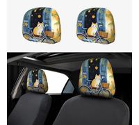 RLDOBOFE Flower Bicycle Cat Car Headrest Cover 2 PCS, Funny Auto Front Seat Head Rest Protector, Universal Car Headrest Protector Elastic, Personalized Seat Cover Headrest Trim for Most Cars