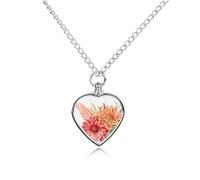 RLDOBOFE Flower Drawing Cremation Jewelry for Ashes Heart Urn Necklaces Personalized Memorial Necklace Dog Cat Keepsake Pendant Custom Small Locket Ash Holder for Women Men