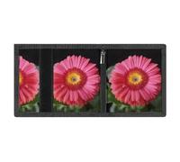 RLDOBOFE Flower Gerbera Trifold Wallet Minimalist Mens Wallet with Key Hook 8 Card Slots Modern Stylish Polyester Security Wallets Fashion Slim Credit Card Holder Id Window