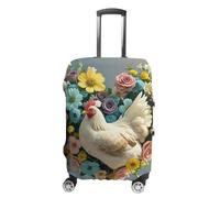 RLDOBOFE Flower Heart Chicken Travel Luggage Cover Anti Scratch Suitcase Protector Washable Elastic Baggage Cover, white, L, Stylish