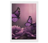 RLDOBOFE Flowers and Purple Butterfly Diamond Painting Kit for Adults Square 5D Diamond Art Kits for Beginners DIY Full Drill Diamonds Dots Painting Gem Arts Crafts Home Wall Decor Gift 8"x12"