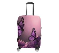 RLDOBOFE Flowers And Purple Butterfly Travel Luggage Cover Anti Scratch Suitcase Protector Washable Elastic Baggage Cover, white, Small, Stylish