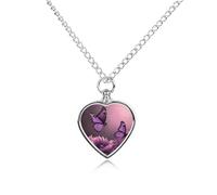 RLDOBOFE Flowers And Purple Butterfly Urn Necklace Heart Cremation Jewelry for Ashes Memorial Keepsake Jewelry with Funnel Filler Urn Locket for Women Men to Hold Ashes of Pet Loved Ones