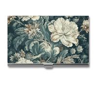 RLDOBOFE Flowers Business Card Holder, Slim Aluminum Alloy Card Case, Pocket Name Card Organizer Holder Wallet for Woman, Man, Pocket Or Bag Storage, Office Workers