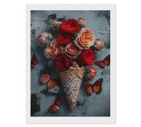 RLDOBOFE Flowers in Ice Cream Diamond Painting Kit for Adults Square 5D Diamond Art Kits for Beginners DIY Full Drill Diamonds Dots Painting Gem Arts Crafts Home Wall Decor Gift 12"x16"