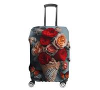 RLDOBOFE Flowers in Ice Cream Travel Luggage Cover Anti Scratch Suitcase Protector Washable Elastic Baggage Cover, white, L, Stylish