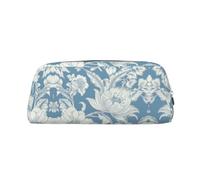 RLDOBOFE Flowers on Blue Background print Pencil Bag waterproof Zipper Pencil Case Leather Pen Box Cosmetic Bag For Office Pencil
