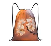 RLDOBOFE Flowers Under Orange Light Drawstring Backpack Sports Gym Sackpack Waterproof Swim Bag Men Women Draw String Bag, Black, M
