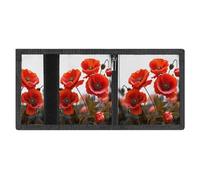 RLDOBOFE Flowers Vivid Petals Trifold Wallet Minimalist Mens Wallet with Key Hook 8 Card Slots Modern Stylish Polyester Security Wallets Fashion Slim Credit Card Holder Id Window