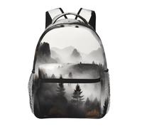RLDOBOFE Foggy Mountains Forest Cute Backpack Waterproof Lightweight Casual Backpack One Size Daypack Travel Laptop Bag For Men Women