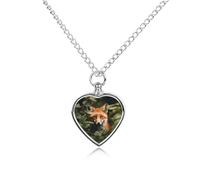 RLDOBOFE Fox Behind Tree Cremation Jewelry for Ashes Heart Urn Necklaces Personalized Memorial Necklace Dog Cat Keepsake Pendant Custom Small Locket Ash Holder for Women Men