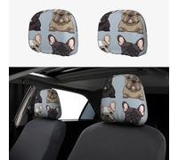 RLDOBOFE french bulldog Car Headrest Cover 2 PCS, Funny Auto Front Seat Head Rest Protector, Universal Car Headrest Protector Elastic, Personalized Seat Cover Headrest Trim for Most Cars