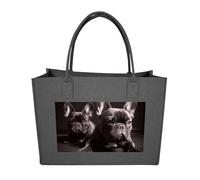 RLDOBOFE French Bulldog Felt Tote Bag Reusable Foldable Grocery Bag Versatile Large Capacity Commuter Handbag, Dark Gray, One Size