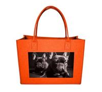 RLDOBOFE French Bulldog Felt Tote Bag Reusable Foldable Grocery Bag Versatile Large Capacity Commuter Handbag, Fruit Orange, One Size