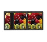 RLDOBOFE Fresh Fruit Trifold Wallet Minimalist Mens Wallet with Key Hook 8 Card Slots Modern Stylish Polyester Security Wallets Fashion Slim Credit Card Holder Id Window