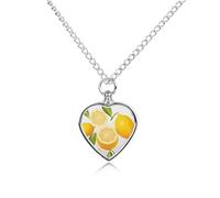 RLDOBOFE Fresh Lemon Cremation Jewelry for Ashes Heart Urn Necklaces Personalized Memorial Necklace Dog Cat Keepsake Pendant Custom Small Locket Ash Holder for Women Men