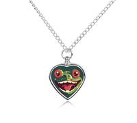 RLDOBOFE Frog with Mouth Open Pet Urn Necklaces for Ashes, Heart-Shaped Pendant for Cat Lover, Custom Dog Cremation Keepsake Jewelry, Picture Necklace Personalized for Loss of Dog