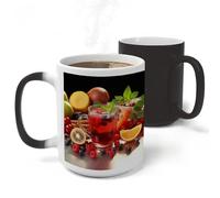 RLDOBOFE Fruit Tea Ceramic Color Changing Mug Heat Transforming Activated Mug 11 Oz Heat Changing Sensitive Tea Cup Magic Novelty Coffee Cup Drinkware Home Kitchen Gift