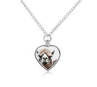 RLDOBOFE Funny Alpaca Llama Cremation Jewelry for Ashes Heart Urn Necklaces Personalized Memorial Necklace Dog Cat Keepsake Pendant Custom Small Locket Ash Holder for Women Men