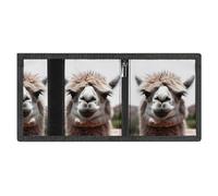 RLDOBOFE Funny Alpaca Llama Trifold Wallet Minimalist Mens Wallet with Key Hook 8 Card Slots Modern Stylish Polyester Security Wallets Fashion Slim Credit Card Holder Id Window