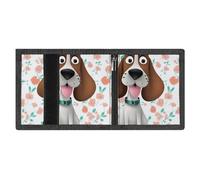 RLDOBOFE Funny Dog Trifold Wallet Minimalist Mens Wallet with Key Hook 8 Card Slots Modern Stylish Polyester Security Wallets Fashion Slim Credit Card Holder Id Window