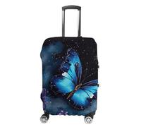RLDOBOFE Galaxy Blue Butterfly Travel Luggage Cover Anti Scratch Suitcase Protector Washable Elastic Baggage Cover, white, Small, Stylish