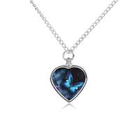 RLDOBOFE Galaxy Blue Butterfly Urn Necklace Heart Cremation Jewelry for Ashes Memorial Keepsake Jewelry with Funnel Filler Urn Locket for Women Men to Hold Ashes of Pet Loved Ones