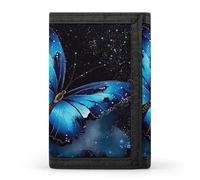 RLDOBOFE Galaxy Blue Butterfly Wallet for Men, Extra Capacity Trifold Wallet for Women, Foldable Money Clip with ID Window for Pocket, Credit Card Holder, Personalized Wallets for Travel