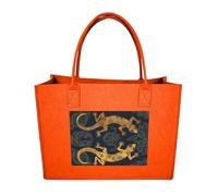 RLDOBOFE Gecko Lizards Felt Tote Bag Reusable Kitchen Grocery Bag Versatile Large Capacity Commuter Handbags, Fruit Orange, One Size